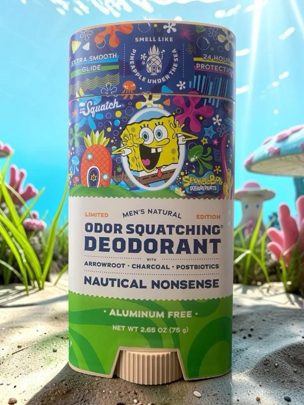 Dr. Squatch Men's Natural Deodorant Ltd Ed Spongebob Nautical Nonsense 2.65oz
